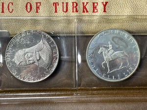 (1960-1972) Turkey 4x Coin Silver Proof Set Lot#B2045 With Case