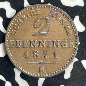 1871-B Germany Prussia 2 Pfennig Lot#T8381 High Grade! Beautiful!