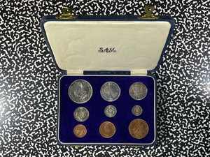 1954 South Africa 9x Coin Proof Set Lot#B2563 Including Silver! Original Box