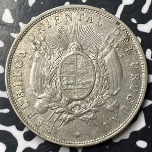 1893 Uruguay 1 Peso Lot#JM8242 Large Silver! Nice!