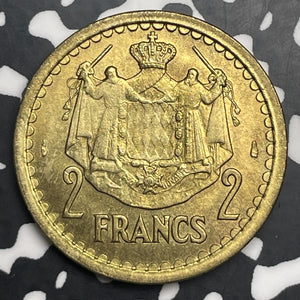 (1945) Monaco 2 Francs Lot#C0902 High Grade! Beautiful!