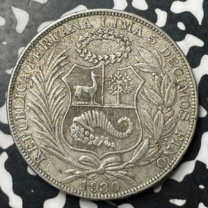 1930 Peru 1 Sol Lot#E7112 Large Silver Coin!