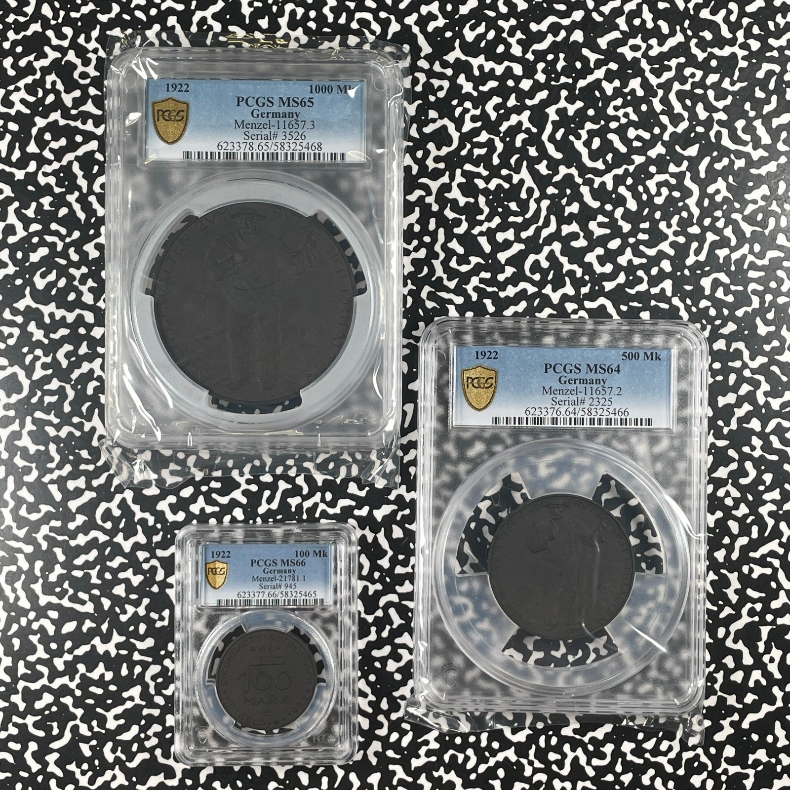 Lot Of 3x 1922 Germany Rothenbach Compressed Coal Notgeld PCGS Graded Lot#B3498