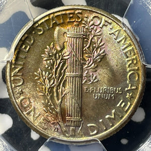 1945-D U.S. 10 Cents Mercury Dime PCGS MS65 Lot#G8362 Silver! Beautiful Toning!