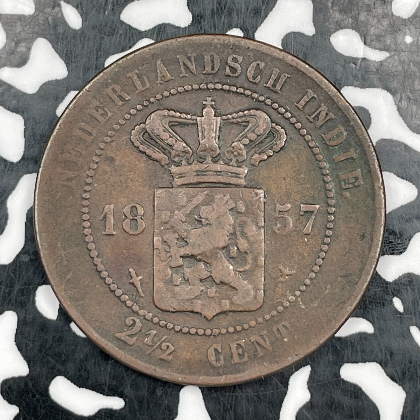 1857 Netherlands East Indies 2 1/2 Cents Lot#N1256 Reverse Deposits