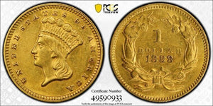 1888 U.S. Indian Princess $1 Dollar PCGS AU55+ Lot#G7334 Gold! 15,501 Minted