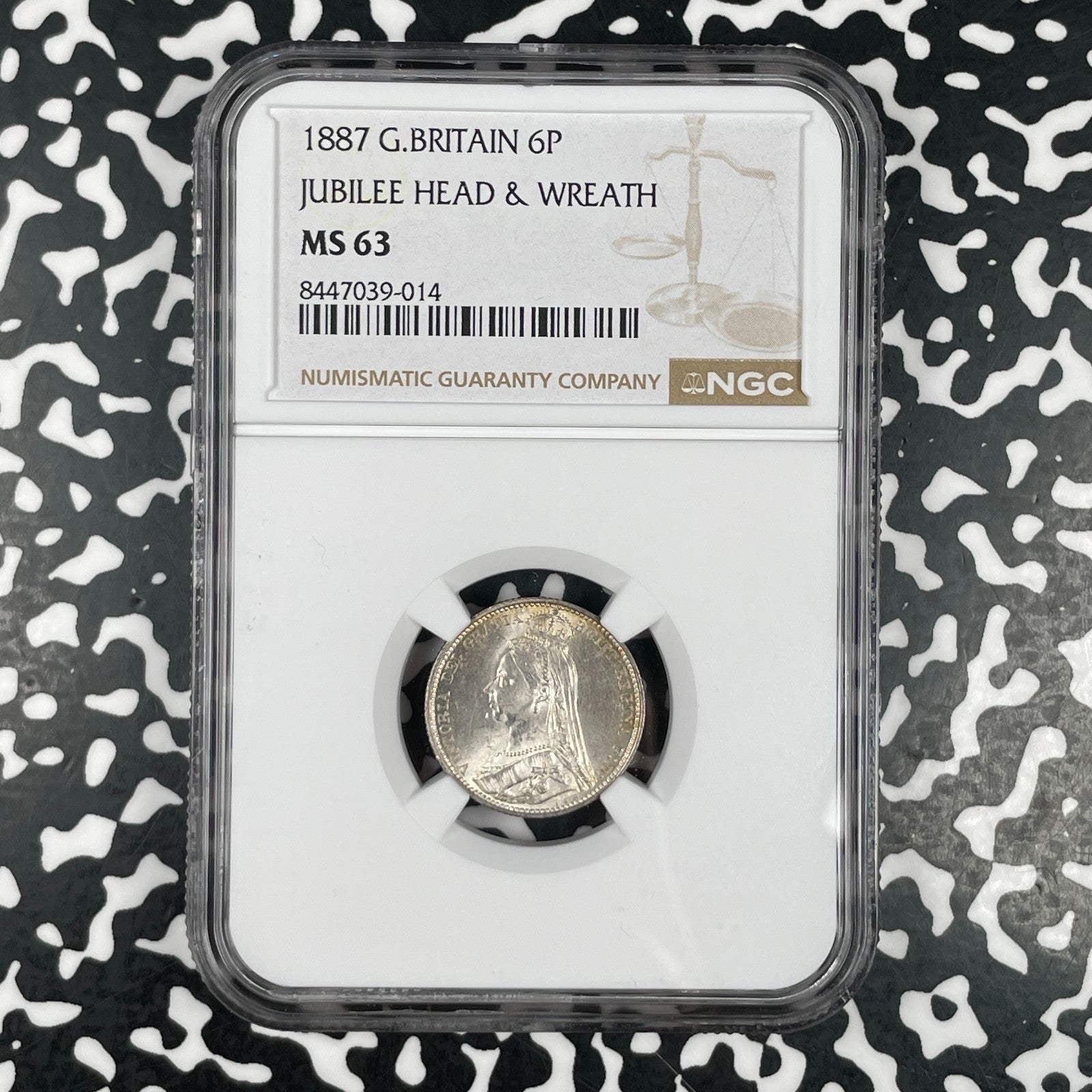 1887 Great Britian Victoria 6 Pence NGC MS63 Lot#G3509 Silver! Choice UNC!