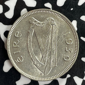 1939 Ireland 1 Shilling Lot#C1132 Silver! High Grade! Beautiful!