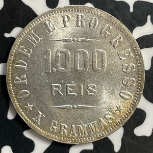 1907 Brazil 1000 Reis Lot#T0881 Silver! High Grade! Beautiful!