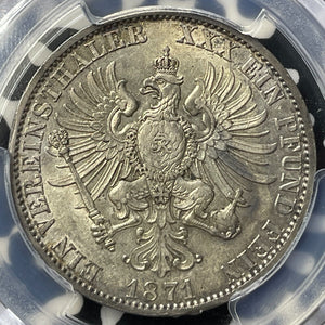 1871-A Germany Prussia 1 Thaler PCGS AU53 Lot#G8757 Silver! KM#494