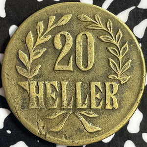 1916-T German East Africa 20 Heller Lot#D9067 Brass