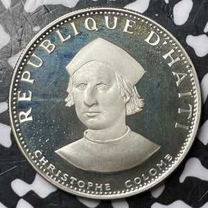 1973 Haiti 25 Gourdes Lot#D7313 Silver! Proof! Colombus
