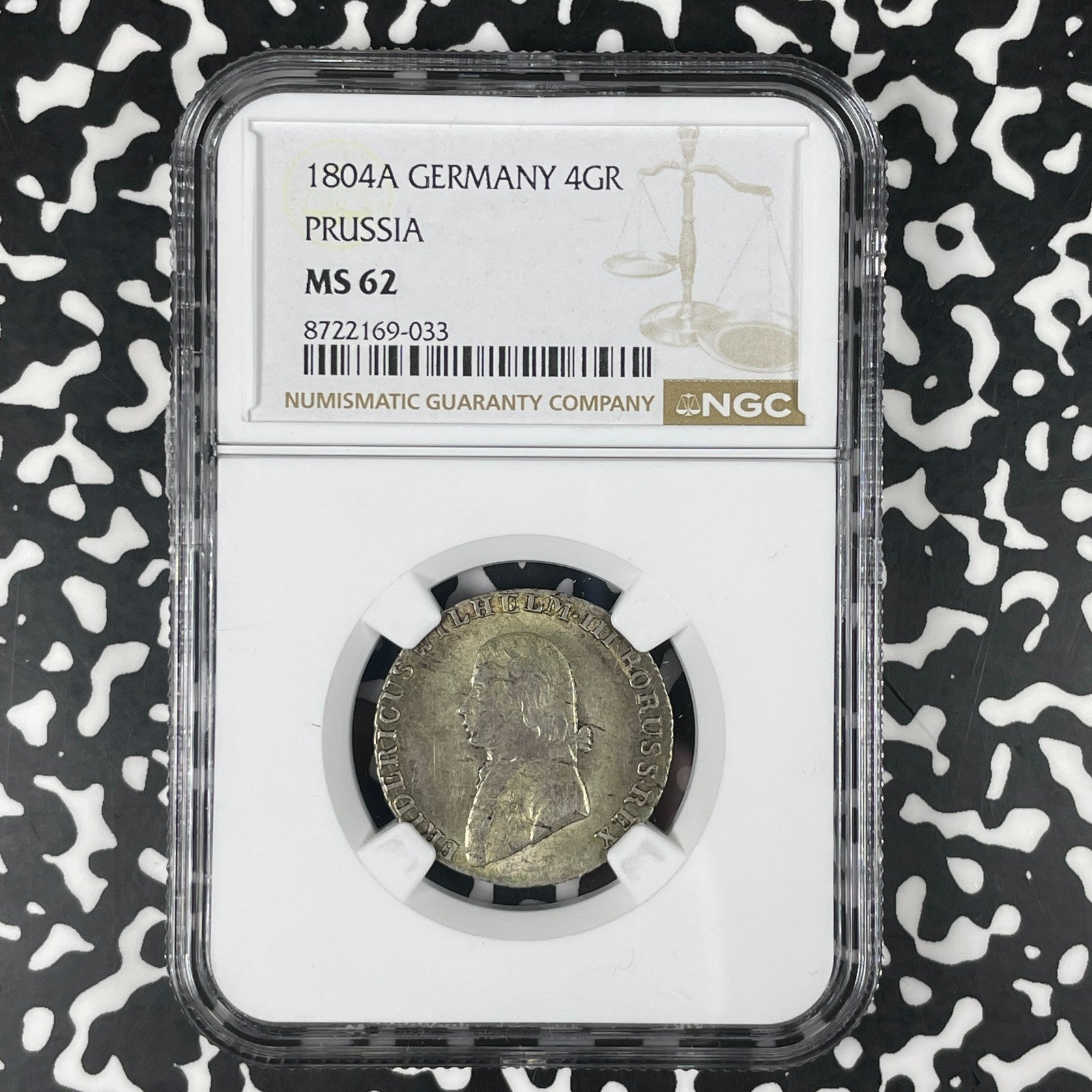 1804-A Germany Prussia 4 Groschen NGC MS62 Lot#G1789 Silver! Nice UNC!