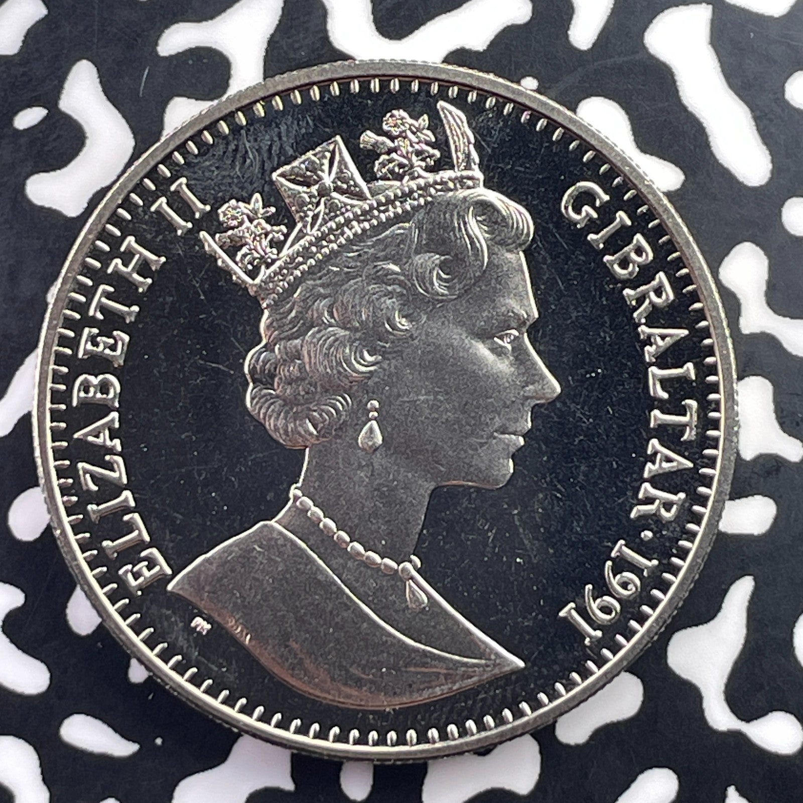 1991 Gibraltar 1 Crown Lot#C5512 High Grade! Beautiful! KM#73