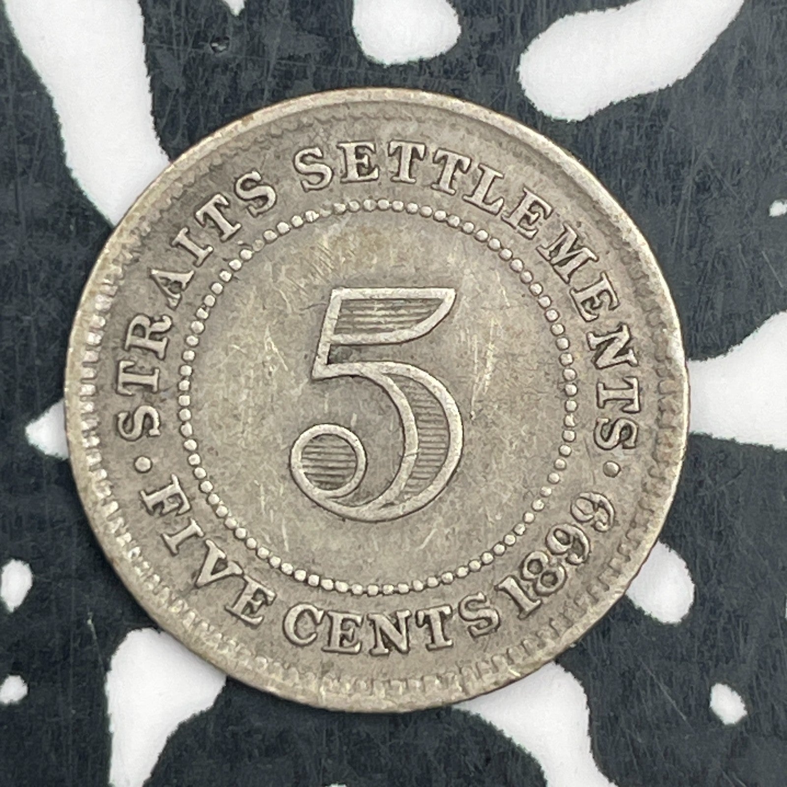 1899 Straits Settlements 5 Cents Lot#F8739 Silver!