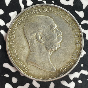 1909 Austria 5 Corona Lot#T8153 Large Silver Coin!