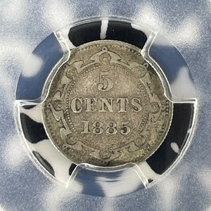 1885 Newfoundland 5 Cents PCGS VF30 Lot#G304 Silver! Key Date! Scarce!
