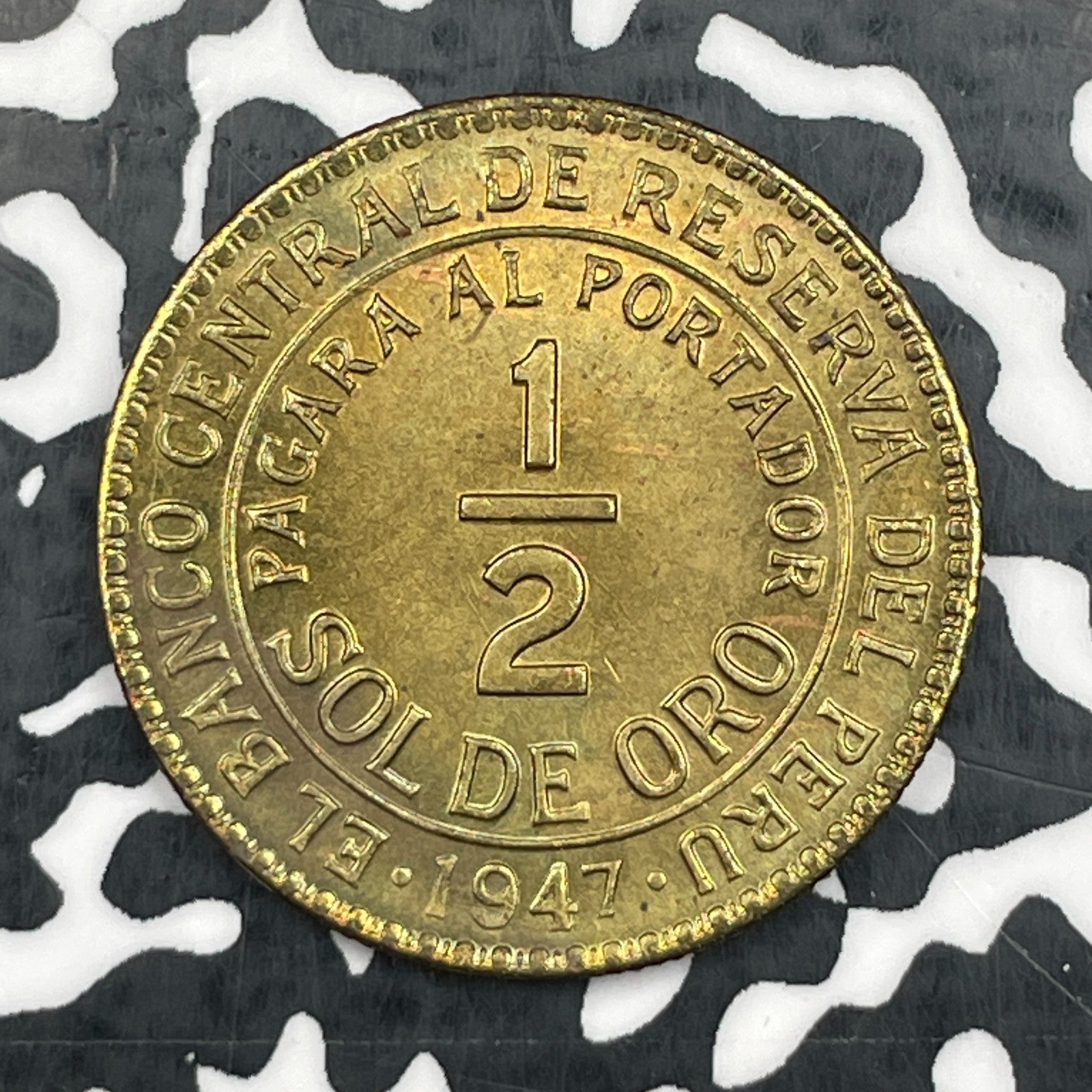 1947 Peru 1/2 Sol Half Sol Lot#N2161 High Grade! Beautiful!