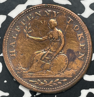 Undated Great Britain Half Penny 1/2 Penny Token Lot#C0387 Cleaned