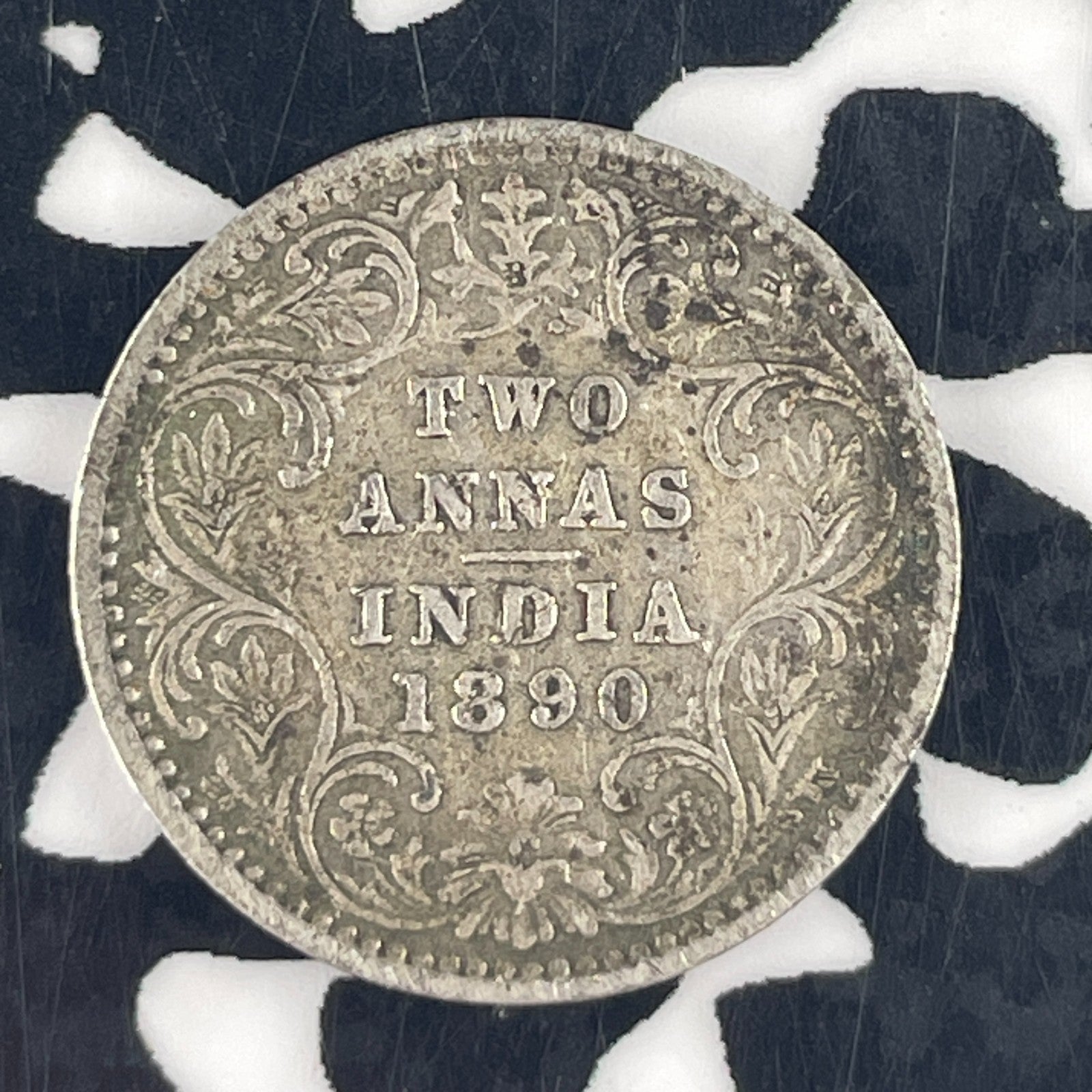 1890 India 2 Annas Lot#F4538 Silver!