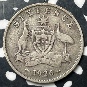 1926 Australia 6 Pence Sixpence Lot#E8158 Silver!