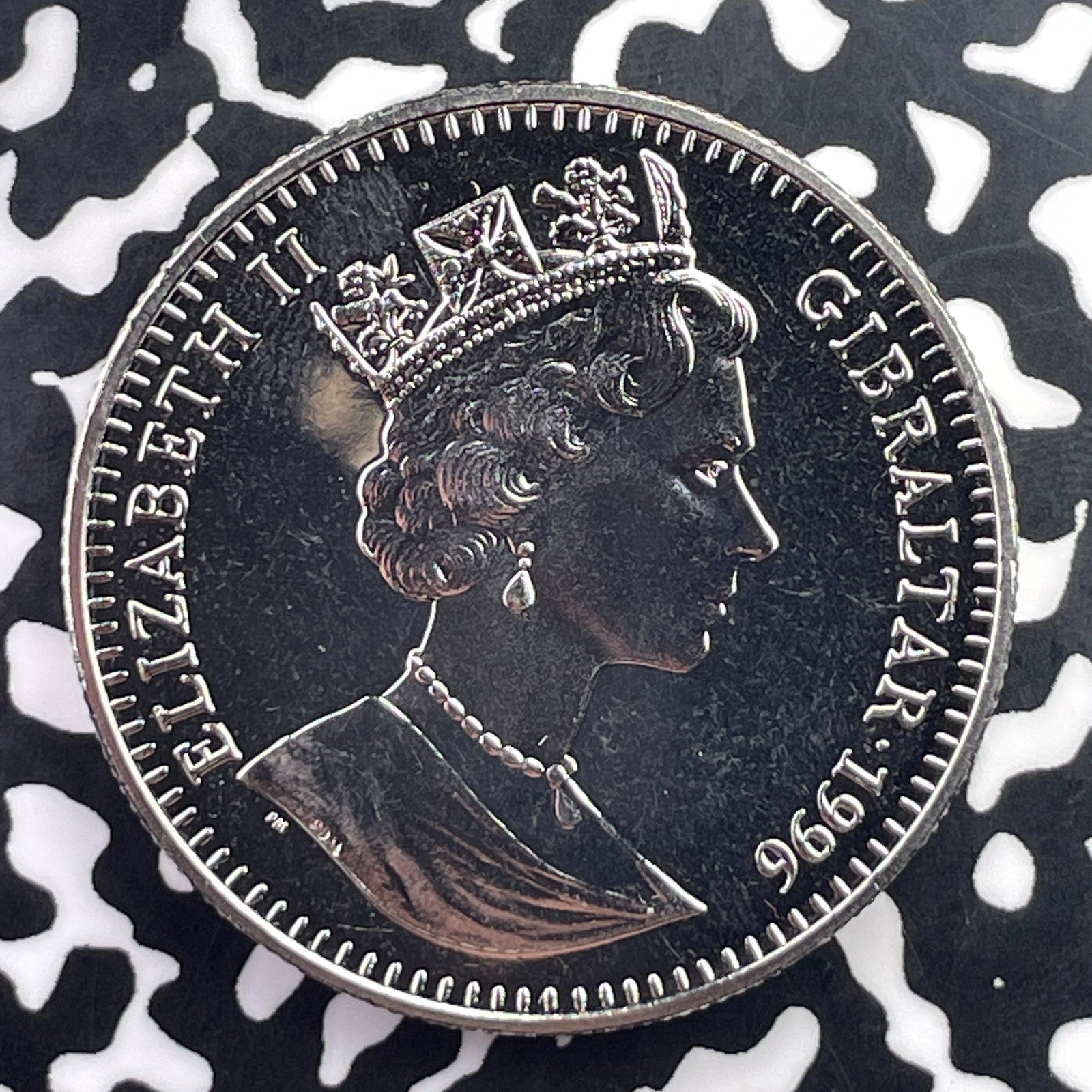 1996 Gibraltar 1 Crown Lot#C5503 High Grade! Beautiful! KM#350