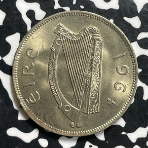 1964 Ireland 1/2 Crown Half Crown Lot#C0628 High Grade! Beautiful!