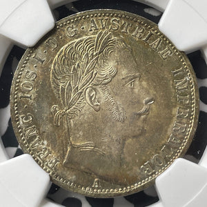 1863-A Austria 1 Florin NGC MS64 Lot#G8799 Silver! Choice UNC! Top Graded!