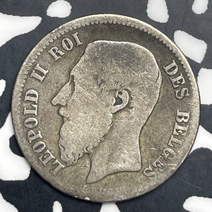 1866 Belgium 50 Centimes Lot#C0867 Silver!