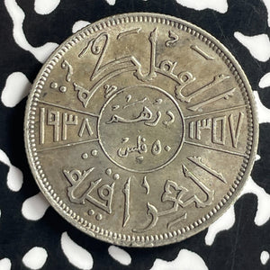 1938 Iraq 50 Fils Lot#T7029 Silver! Nice!