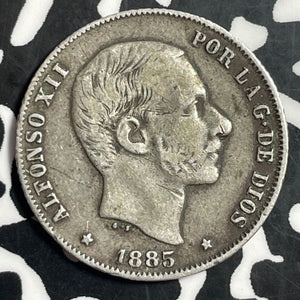 1885 Spanish Philippines 20 Centavos Lot#T1499 Silver!