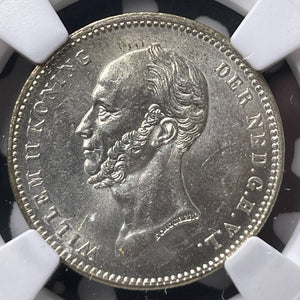 1849 Netherlands 25 Cents NGC MS64 Lot#G9058 Silver! Choice UNC!