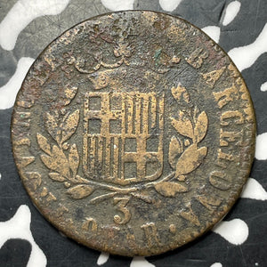 1823 Spain Barcelona 3 Quartos Lot#MK362