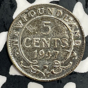 1947-C Newfoundland 5 Cents Lot#T0216 Silver! Nice!