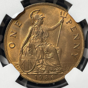 1936 Great Britain 1 Penny NGC MS65RB Lot#G8516 Gem BU!