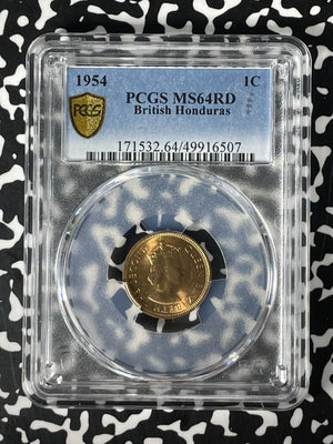 1954 British Honduras 1 Cent PCGS MS64RD Lot#G204 Choice UNC!
