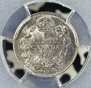 1903-H Canada 5 Cents PCGS AU55 Lot#G9956 Silver! Small 'H' Variety