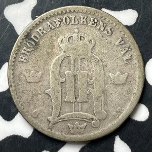 1876 Sweden 25 Ore Lot#E8144 Silver!