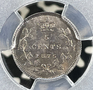 1875-H Canada 5 Cents PCGS MS63 Lot#G9975 Silver! Key Date! Small Date