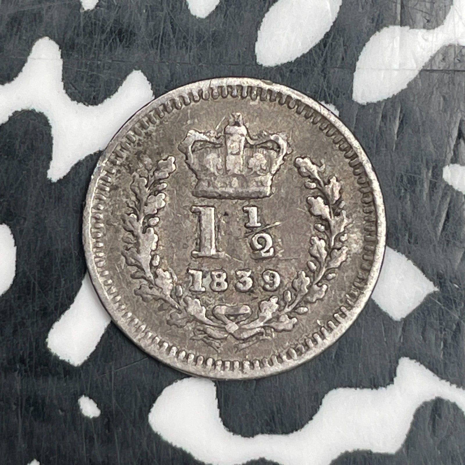 1839 Great Britain Victoria 1 1/2 Pence Lot#N1845 Silver! Low Mintage