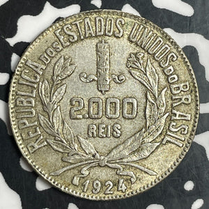 1924 Brazil 2000 Reis Lot#T0451 Silver!