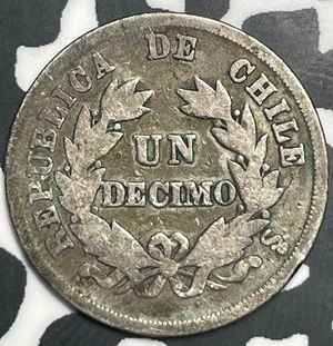 1868-So Chile 1 Decimo Lot#T9329 Silver!