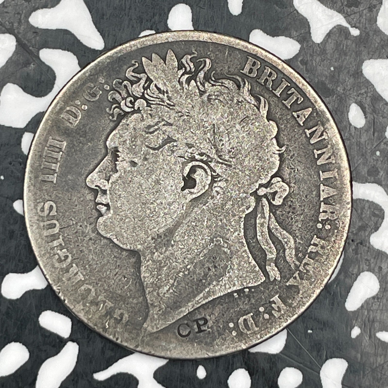 1823 Great Britain 1/2 Crown Lot#JM1677 Silver! Key Date! Obverse C/S "CP"