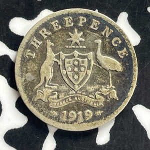 1919-M Australia 3 Pence Threepence Lot#C0759 Silver!