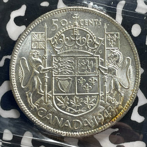 1943 Canada 50 Cents ICCS MS62 Lot#OV1608 Silver! Nice UNC! Far '3'