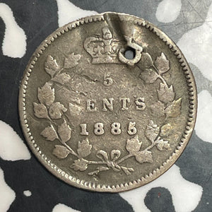 1885 Canada 5 Cents Lot#T2670 Silver! Holed
