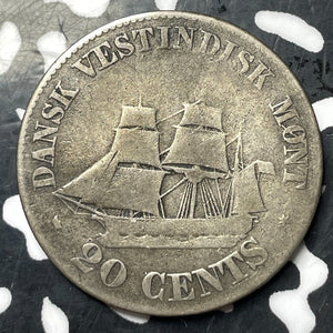 1859 Danish West Indies 20 Cents Lot#JM8392 Silver!