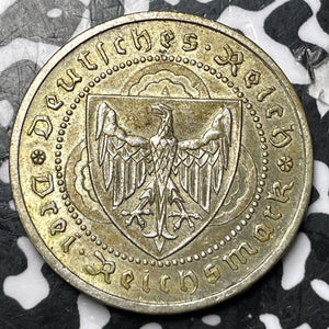 1930-A Germany Vogelweide 3 Mark Lot#JM7092 Silver! High Grade! Beautiful!