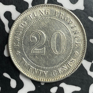 (1922) China Kwangtung 20 Cents Lot#T6604 Silver! Nice Detail, Old Cleaning