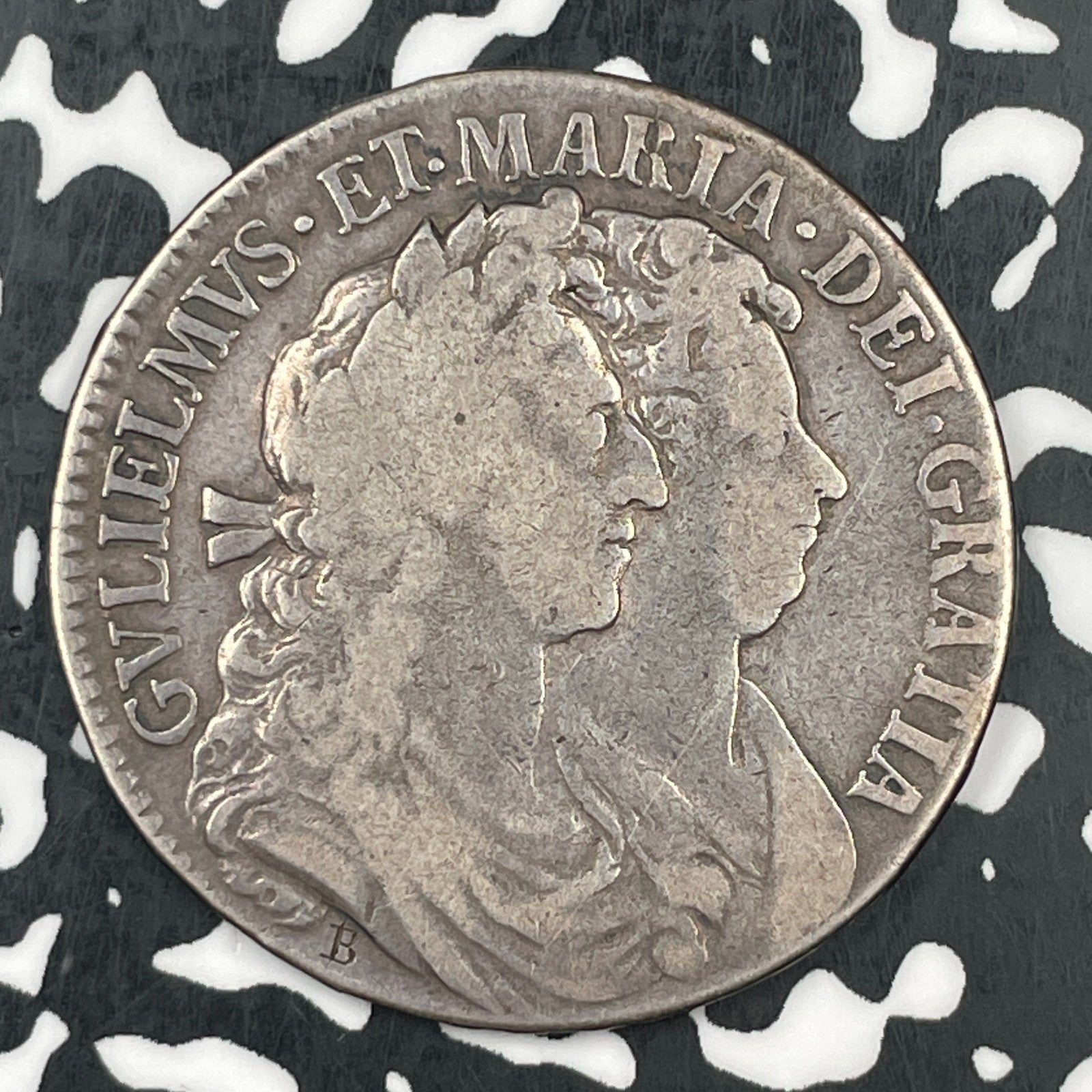 1689 Great Britain William & Mary 1/2 Crown Lot#JM1537 Silver! S-3435